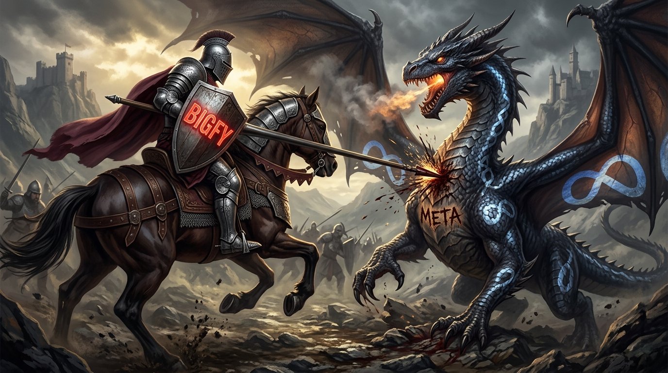 Saint George slaying the Meta Dragon